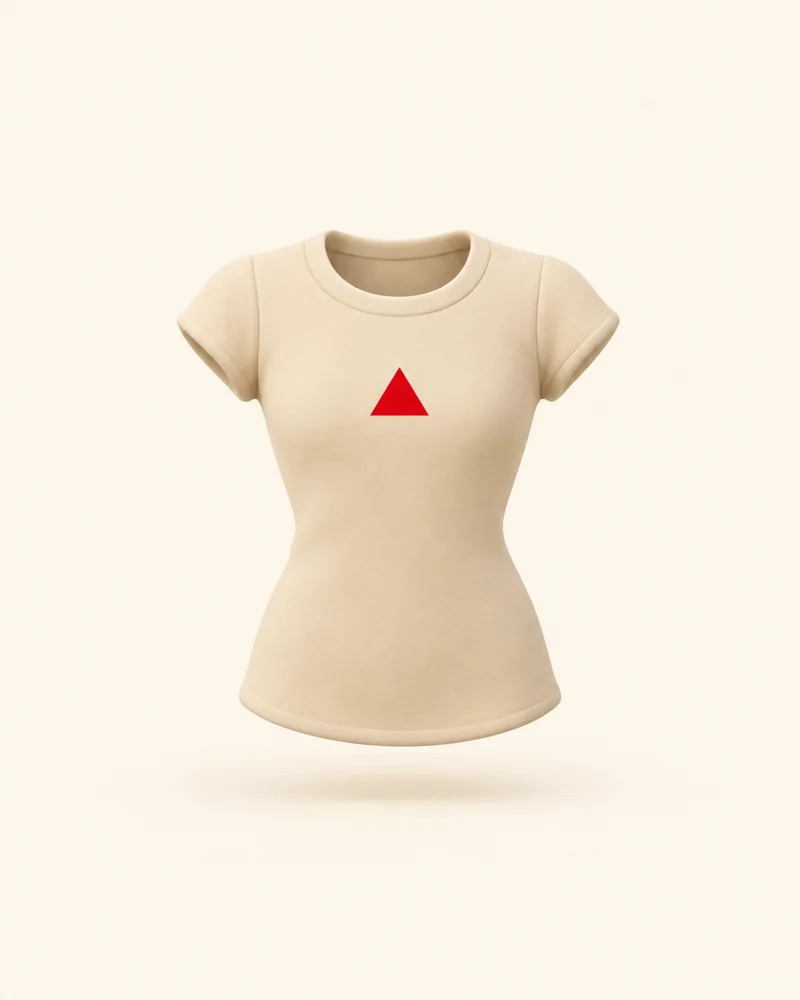 Camiseta Baby look com triângulo vermelho estampado